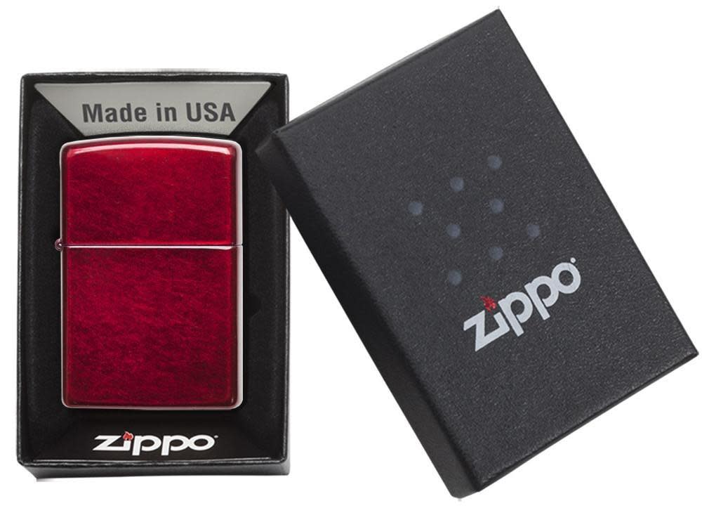 Classic Candy Apple Redâ„¢ Windproof Lighter in its packaging